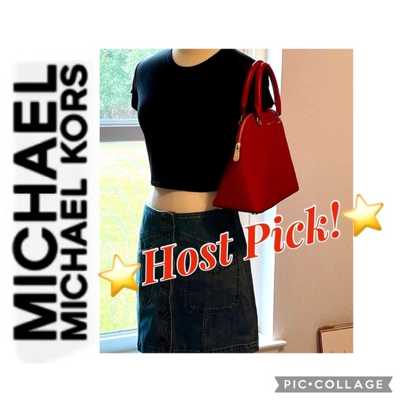 Leather Dome Satchel w/Shoulder Strap, Scarlet, Michael Kors size Large - Picture 16 of 16